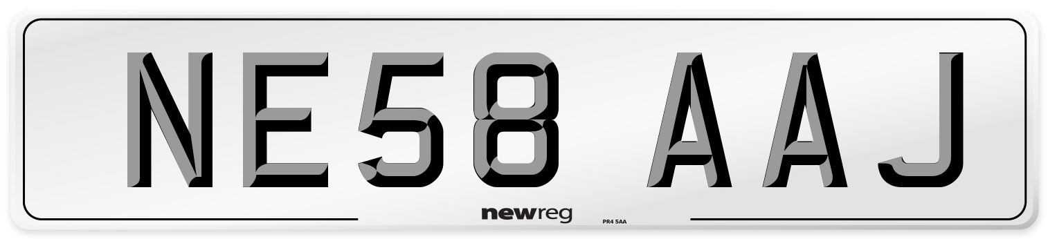 NE58 AAJ Number Plate from New Reg